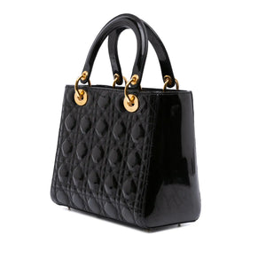 Dior Lady Dior Medium Black Patent Leather