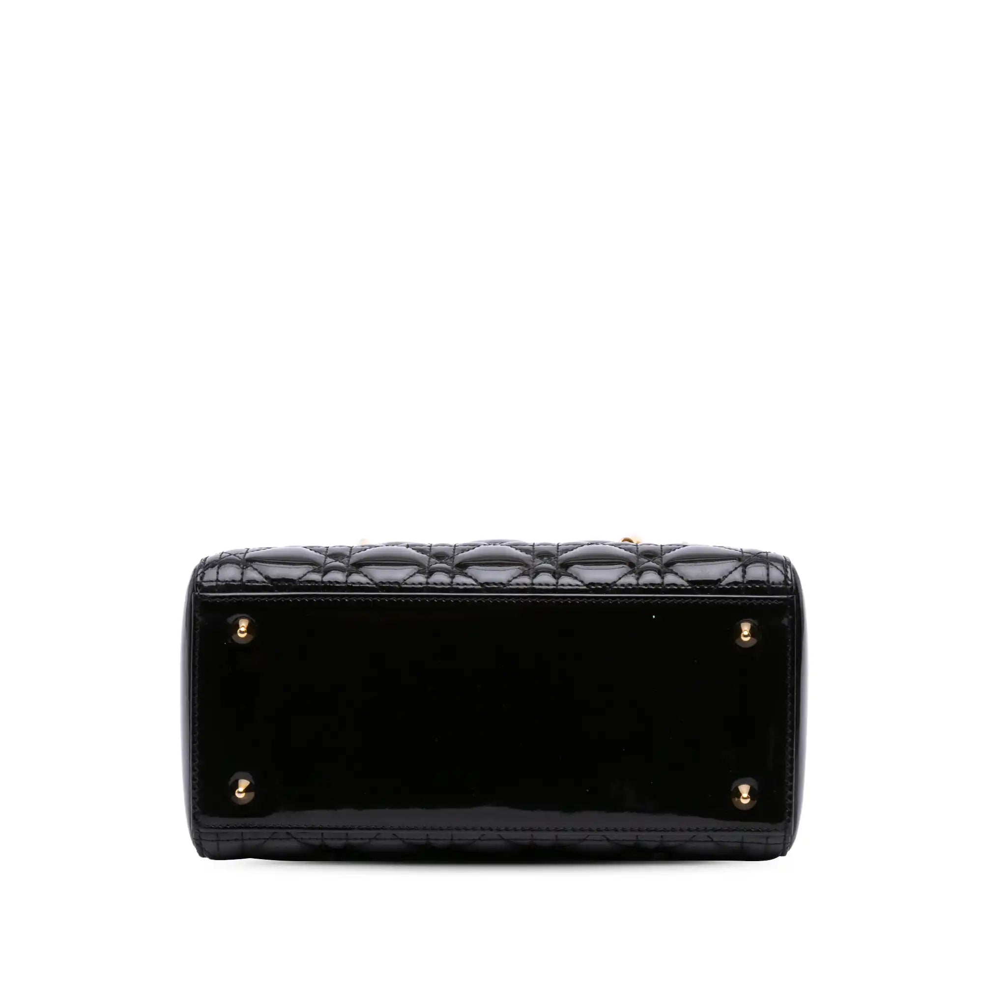 Dior Lady Dior Medium Black Patent Leather