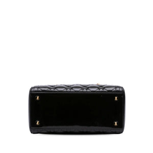 Dior Lady Dior Medium Black Patent Leather