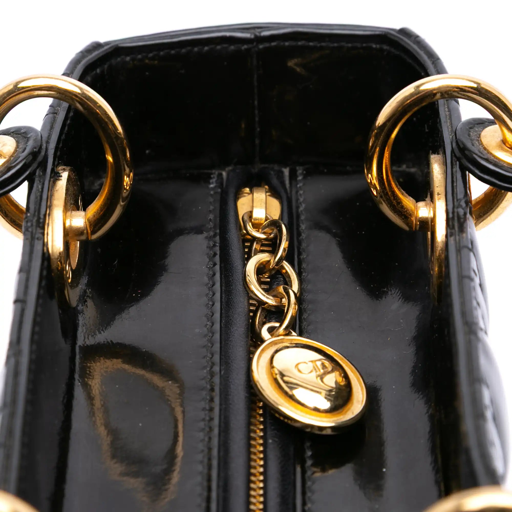 Dior Lady Dior Medium Black Patent Leather