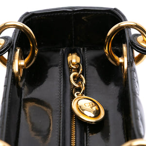 Dior Lady Dior Medium Black Patent Leather