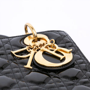 Dior Lady Dior Medium Black Patent Leather