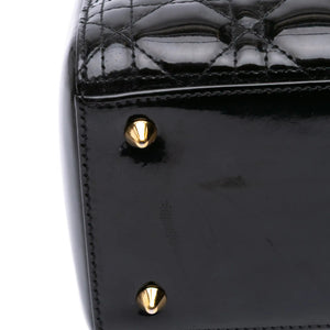 Dior Lady Dior Medium Black Patent Leather