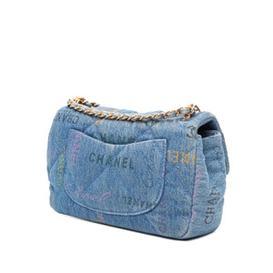Chanel Mood Flap Mini Rectangular Blue Denim Gold