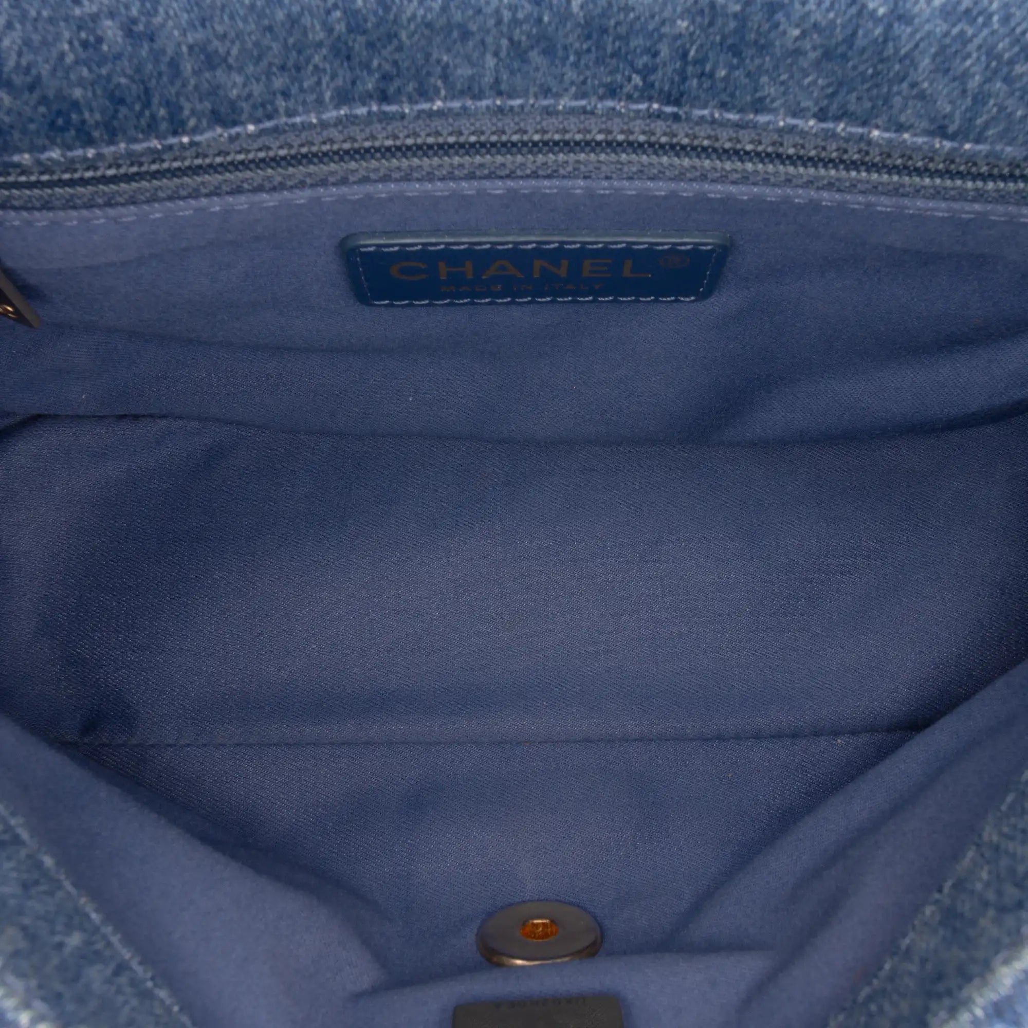 Chanel Mood Flap Mini Rectangular Blue Denim Gold