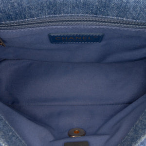 Chanel Mood Flap Mini Rectangular Blue Denim Gold