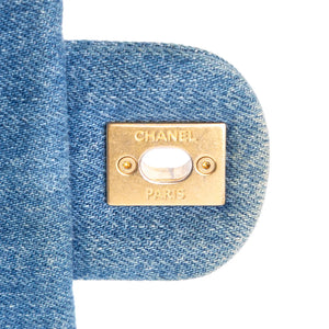 Chanel Mood Flap Mini Rectangular Blue Denim Gold