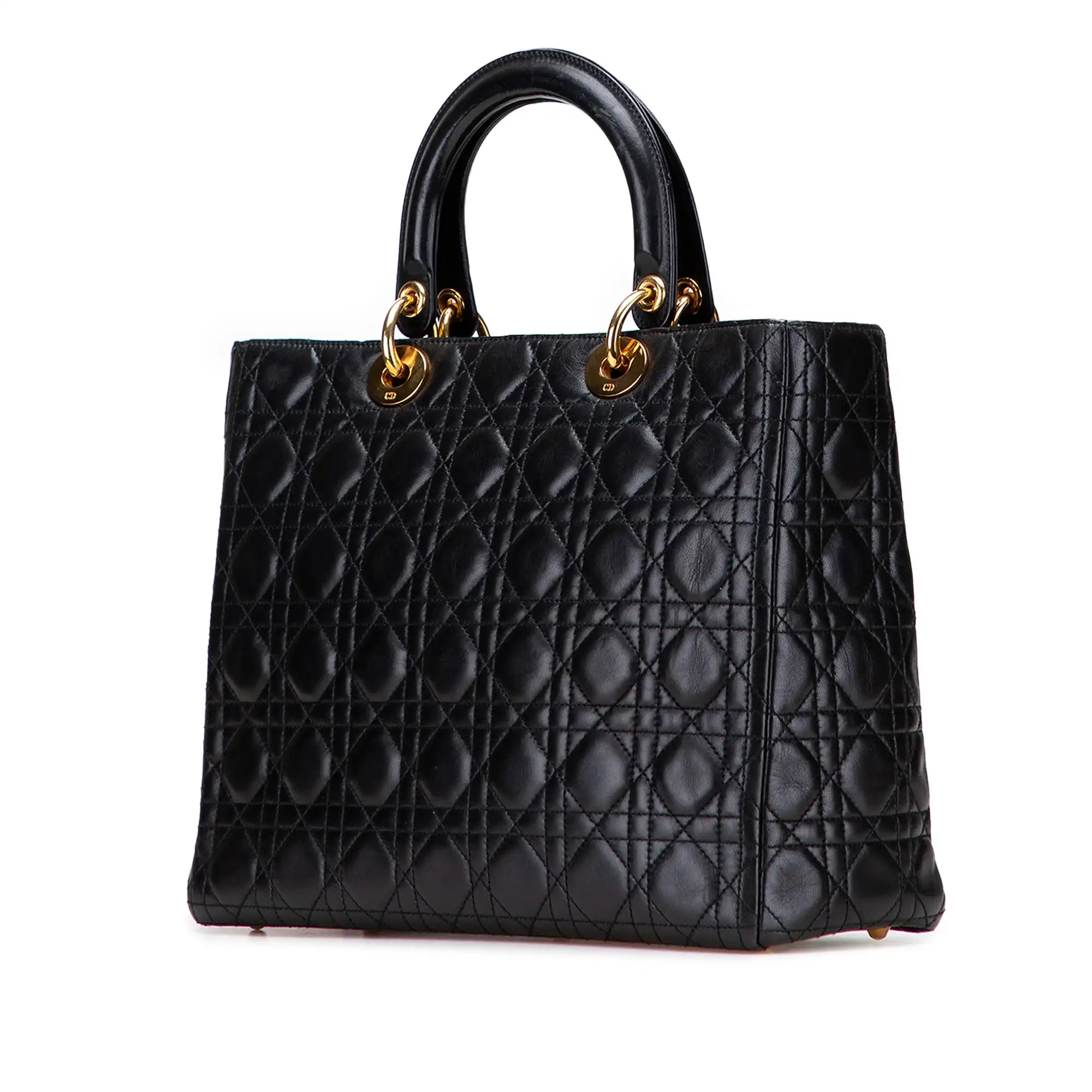 Dior Lady Dior Large Black Cannage Lambskin Gold
