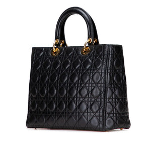 Dior Lady Dior Large Black Cannage Lambskin Gold