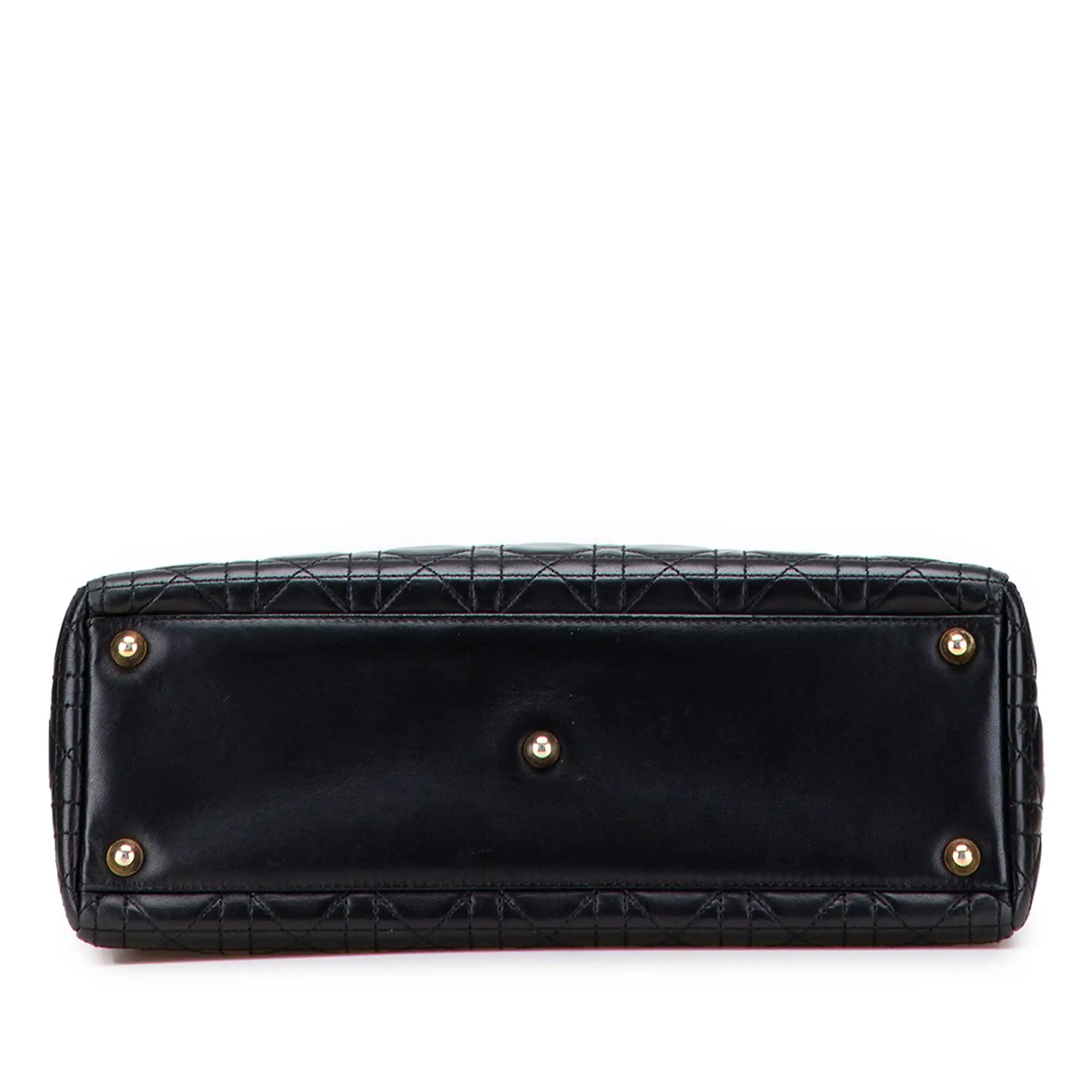 Dior Lady Dior Large Black Cannage Lambskin Gold
