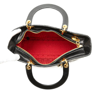 Dior Lady Dior Large Black Cannage Lambskin Gold
