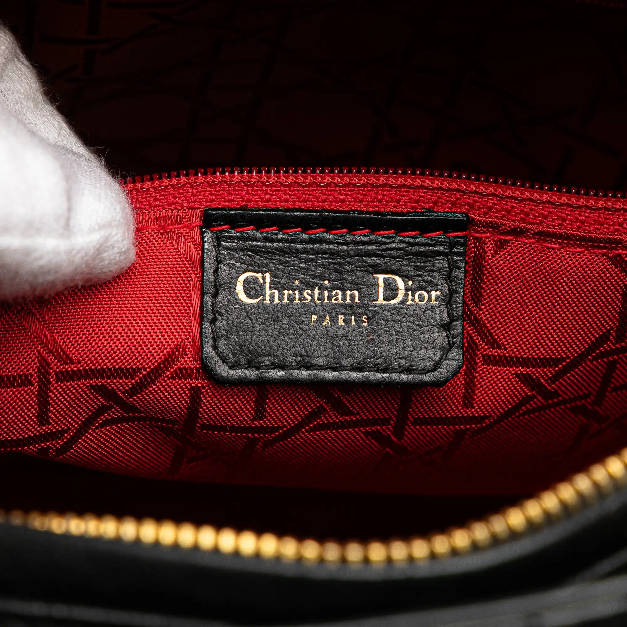 Dior Lady Dior Large Black Cannage Lambskin Gold