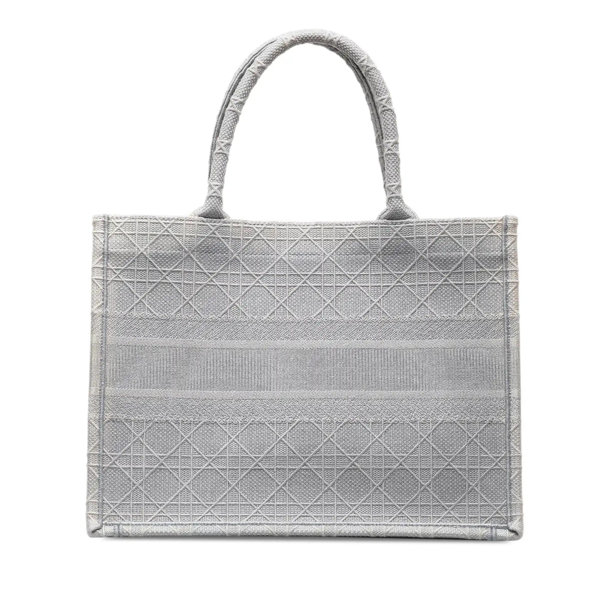 Dior Book Tote Medium Grey Embroided Cannage Canvas