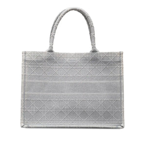 Dior Book Tote Medium Grey Embroided Cannage Canvas