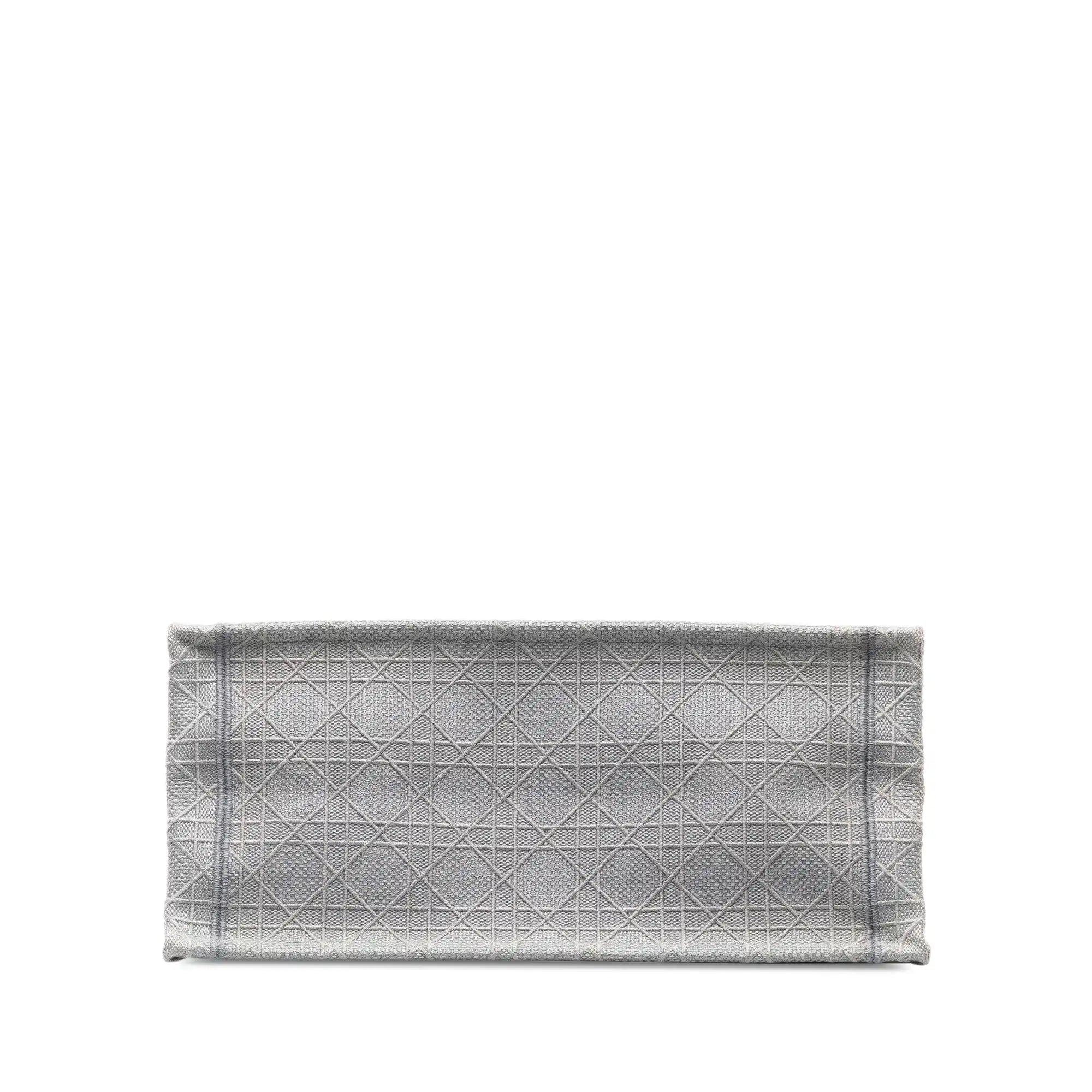 Dior Book Tote Medium Grey Embroided Cannage Canvas