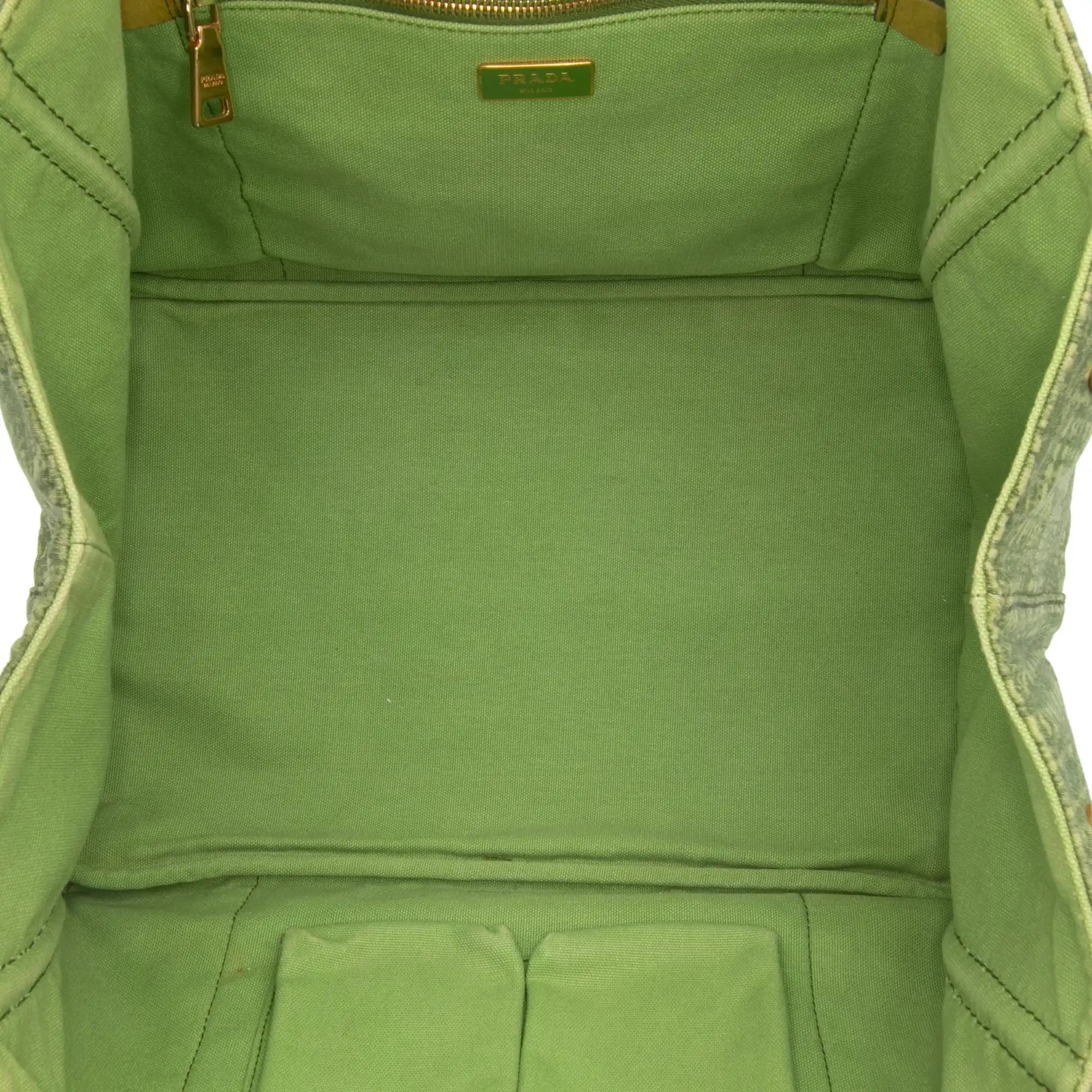Prada Canapa Tote Bag Large Green Canvas