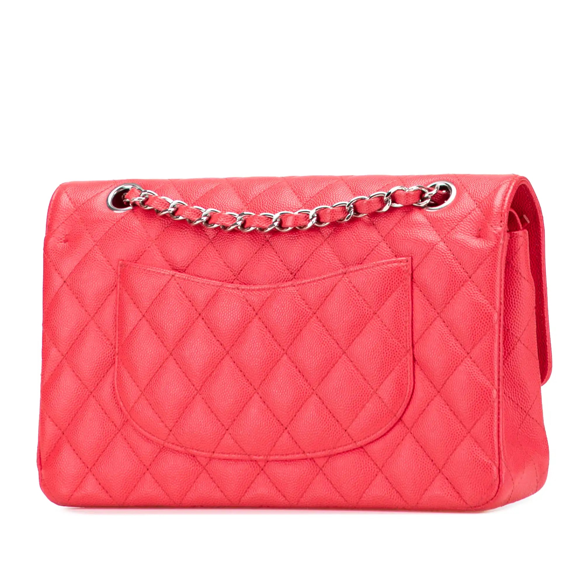 Chanel Classic Double Flap Medium Red Caviar Silver