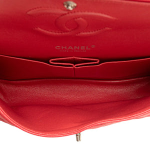 Chanel Classic Double Flap Medium Red Caviar Silver
