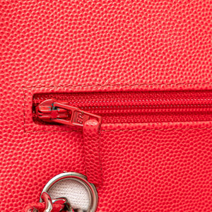 Chanel Classic Double Flap Medium Red Caviar Silver