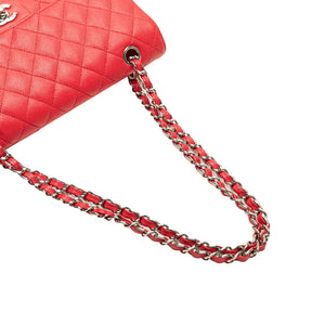 Chanel Classic Double Flap Medium Red Caviar Silver