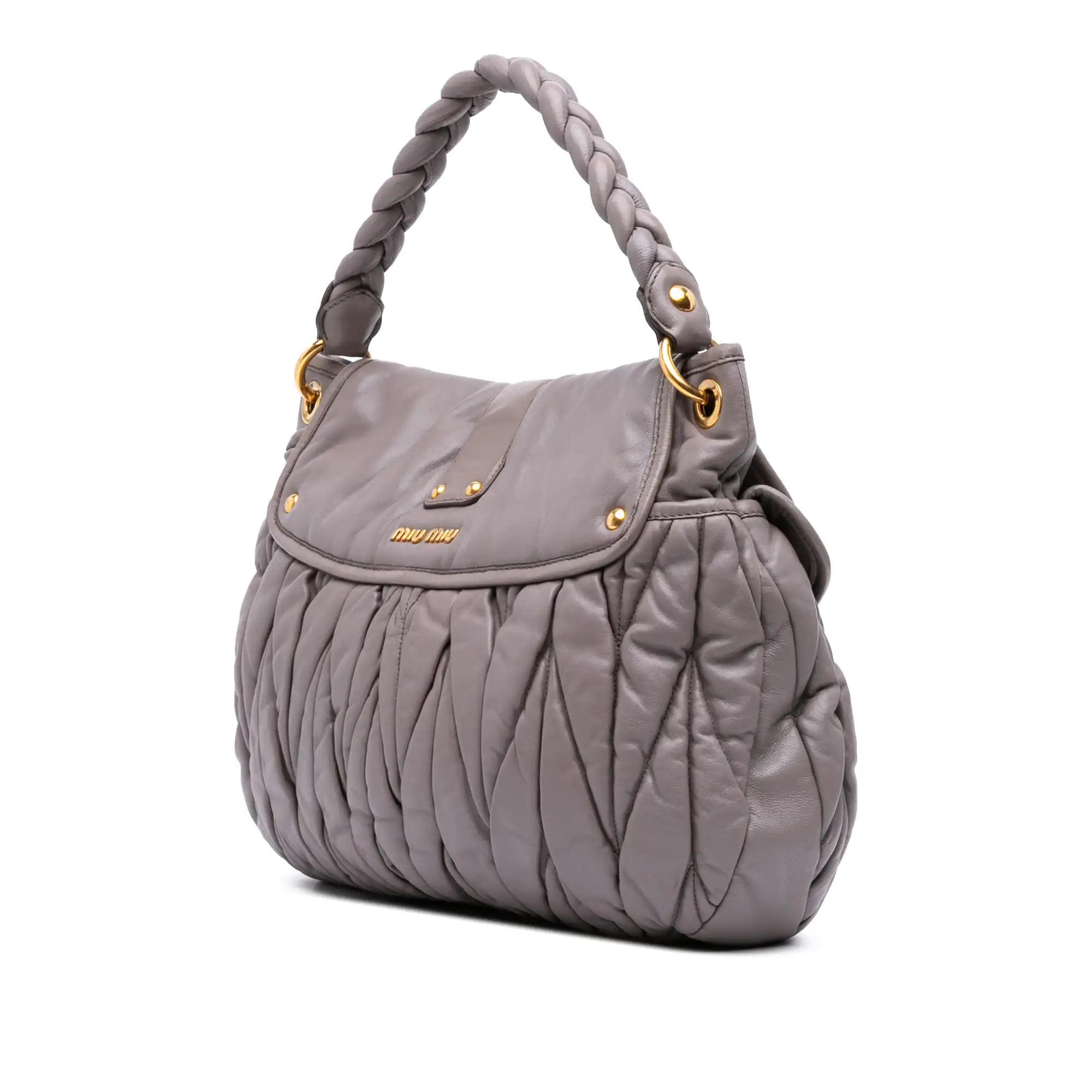 Miu Miu Coffer Gray Nappa Matelasse