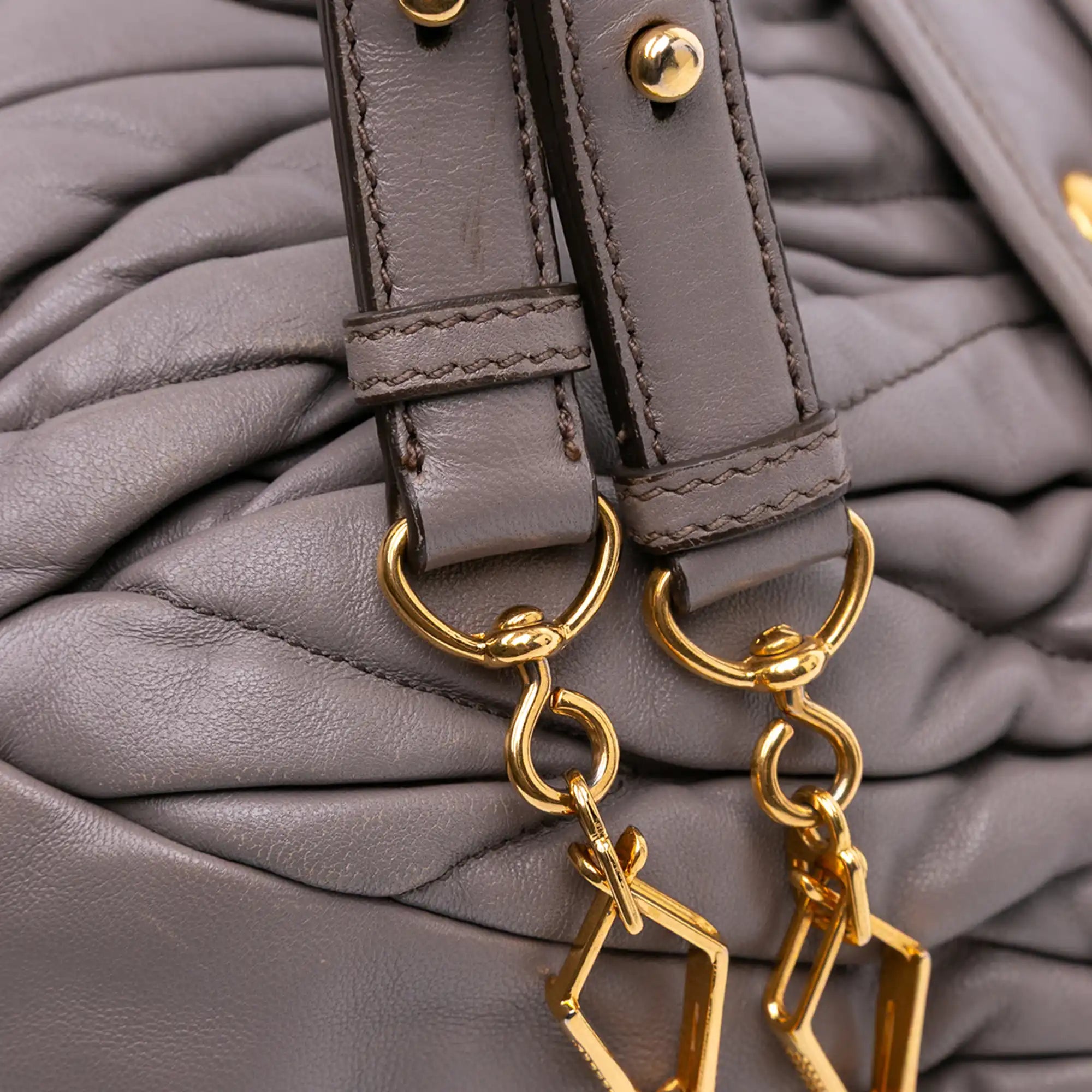 Miu Miu Coffer Gray Nappa Matelasse