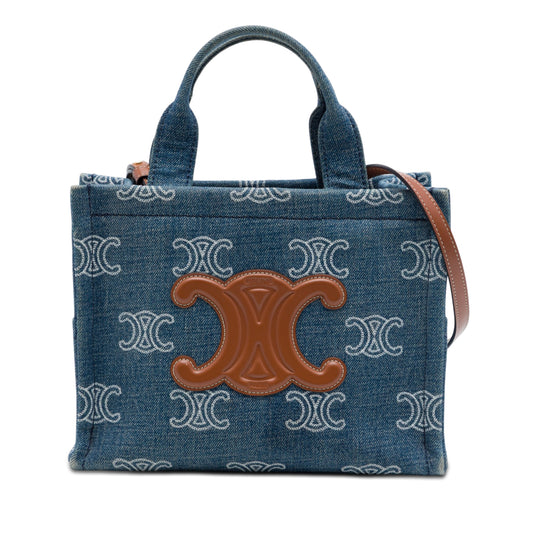 Celine Triomphe Cabas Small Blue Denim
