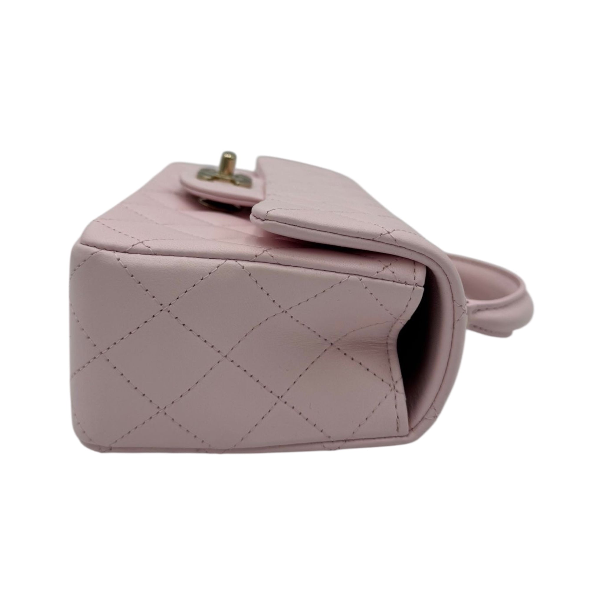 Chanel 22P Top Handle Rectangular Mini Light Pink Lambskin Gold