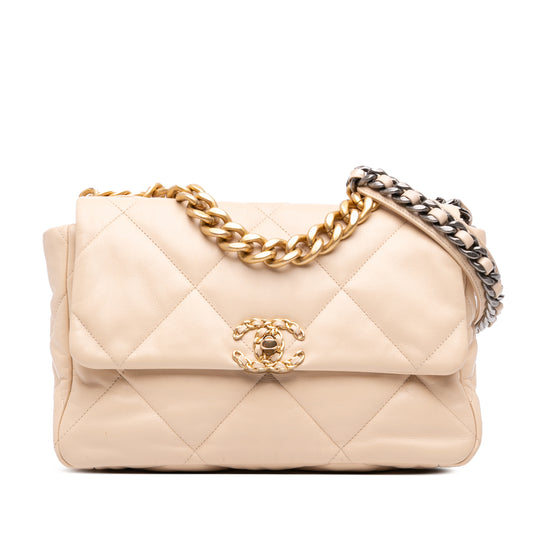 Chanel 19 Flap Large Beige Lambskin