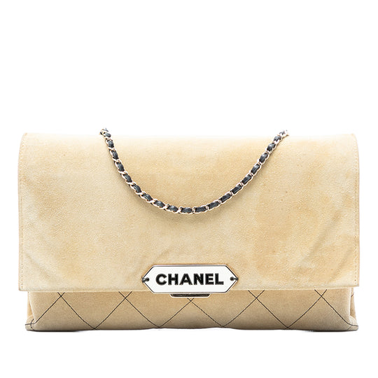Chanel Retro Label Flap Brown Suede