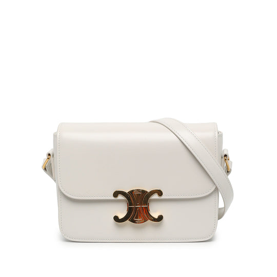Celine Teen Triomphe White Shiny Calfskin