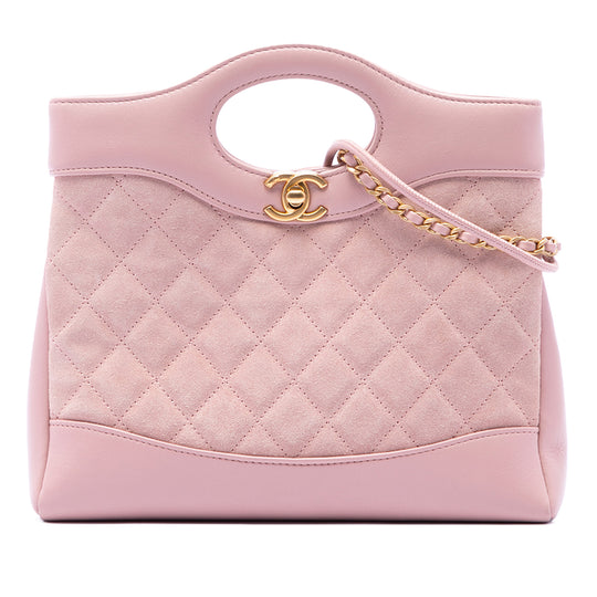 Chanel 31 Shopping Bag Mini Pink Quilted Suede Lambskin
