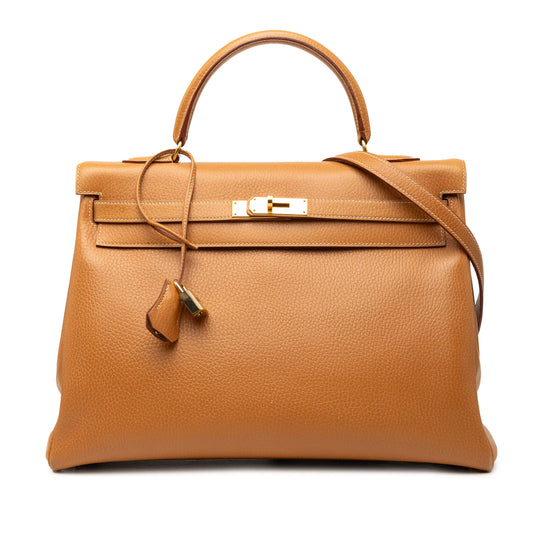 Hermès Kelly Retourne 35 Gold Clemence Palladium