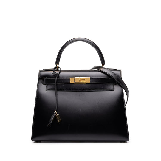 Hermès Kelly Sellier 28 Black Box Calfskin