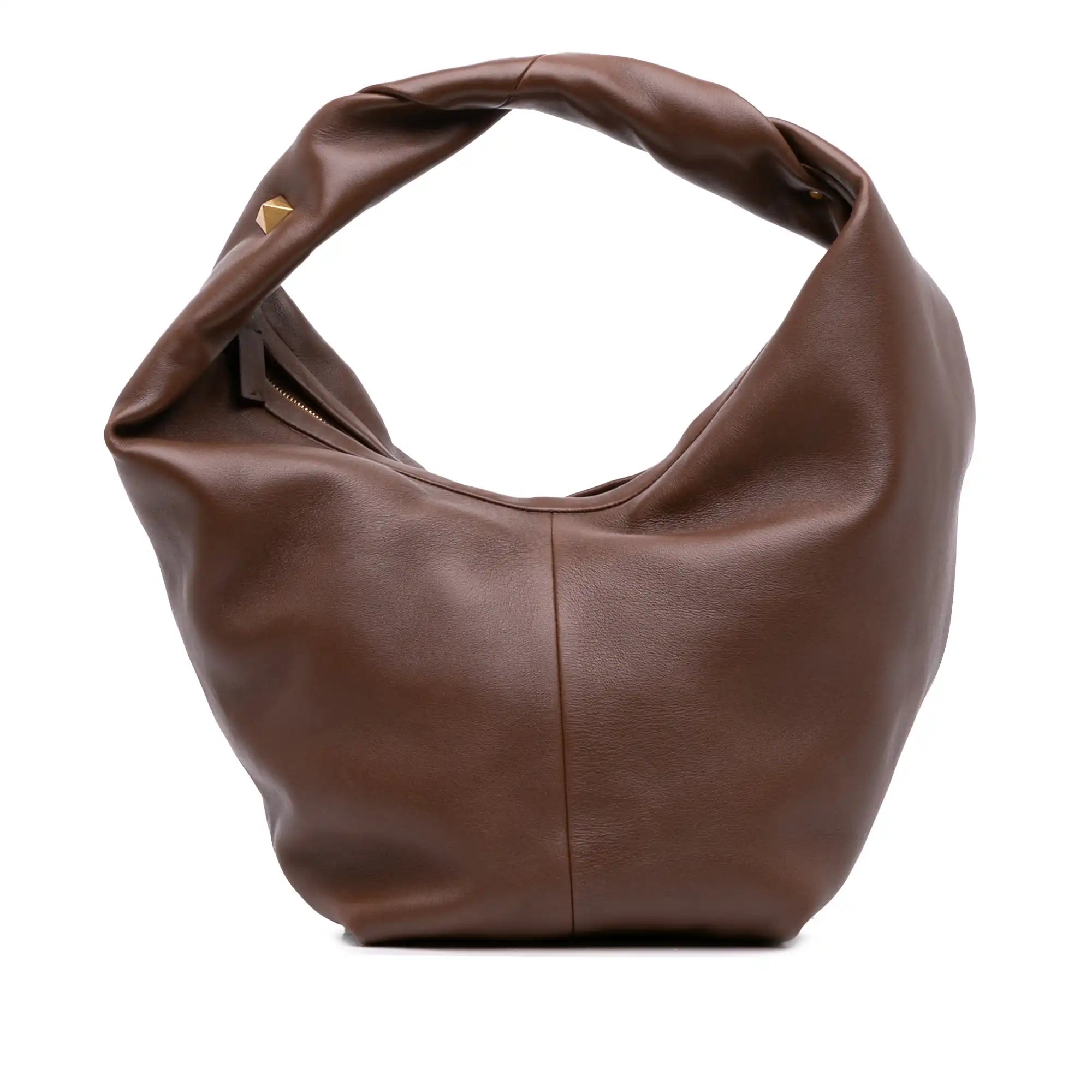 Valentino Roman Hobo Bag Brown Stud Leather