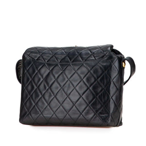 Chanel CC Crossbody Bag Black Chevron Lambskin
