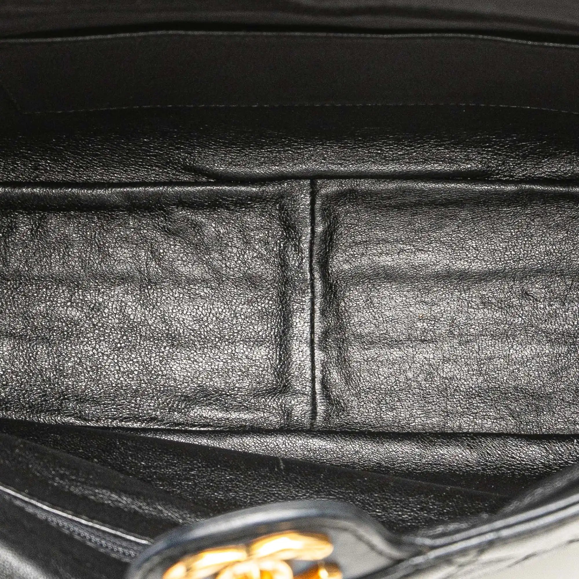Chanel CC Crossbody Bag Black Chevron Lambskin