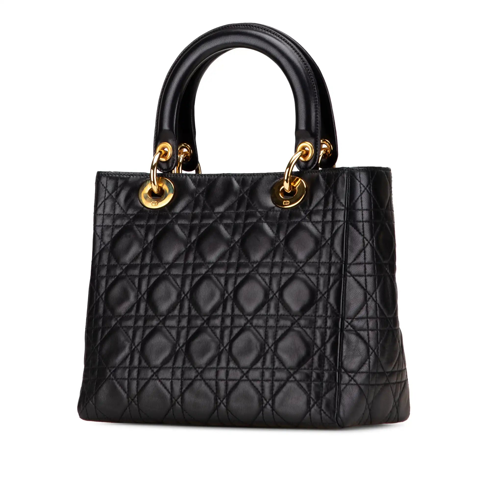 Dior Lady Dior Medium Black Lambs en peau d'agneau