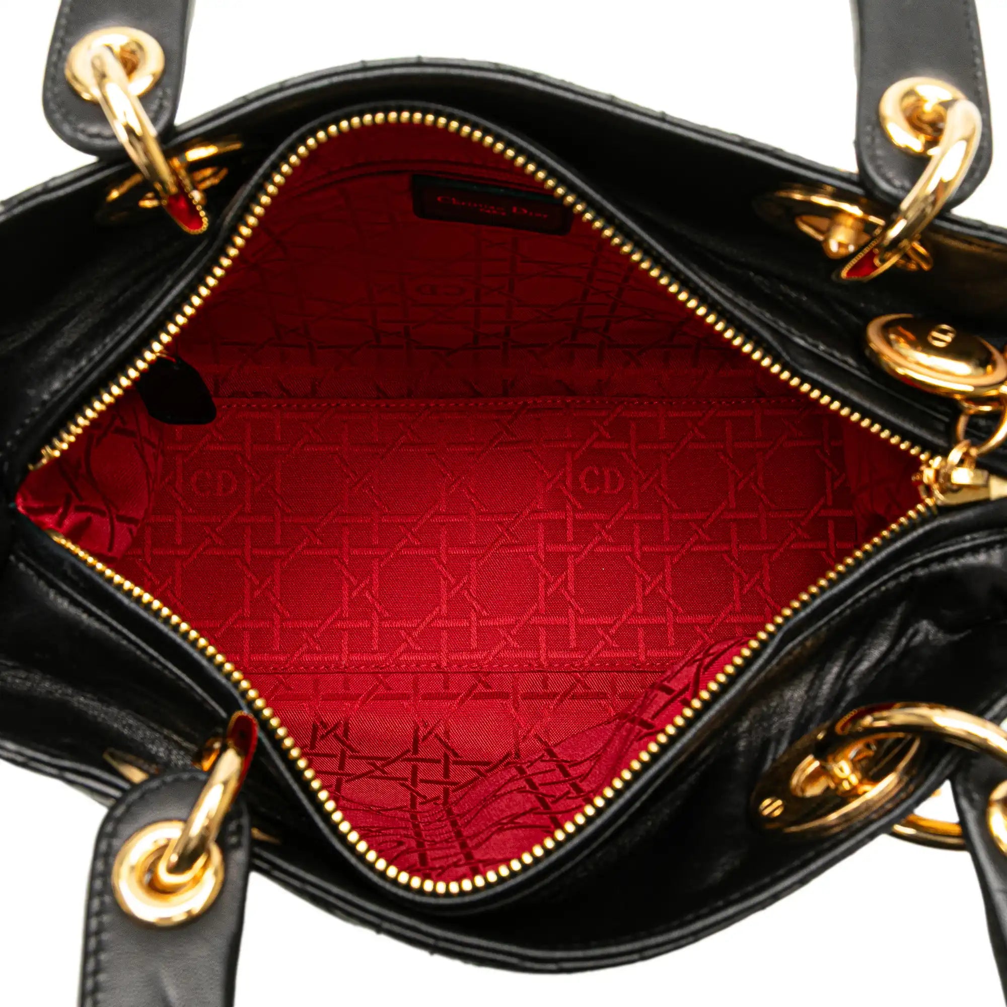 Dior Lady Dior Medium Black Lambs en peau d'agneau