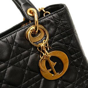 Dior Lady Dior Medium Black Lambs en peau d'agneau