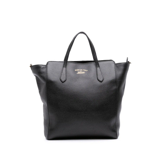 Gucci Swing Convertible Tote Black Leather