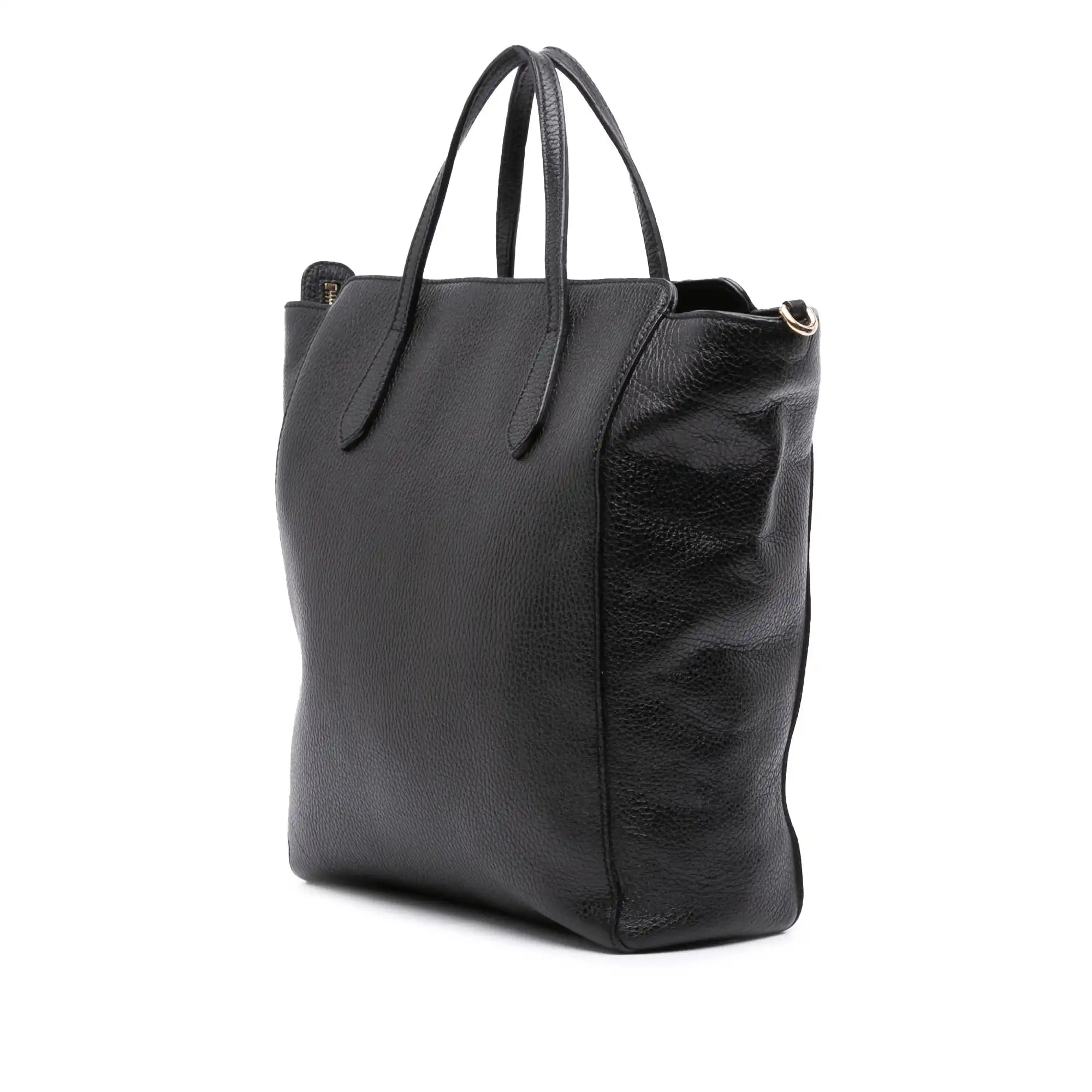 Gucci Swing Convertible Tote Black Leather