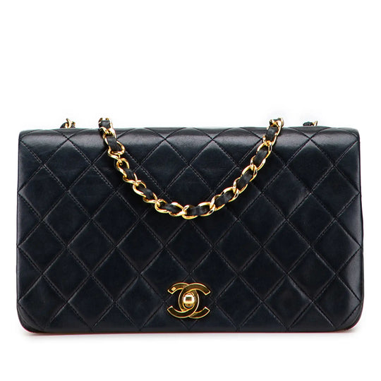 CHANEL FLAP FULL Piccolo agnello nero oro