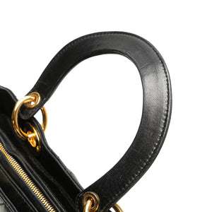 Dior Lady Dior Medium Black Lambskin Gold