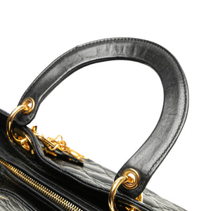 Dior Lady Dior Medium Black Lambskin Gold