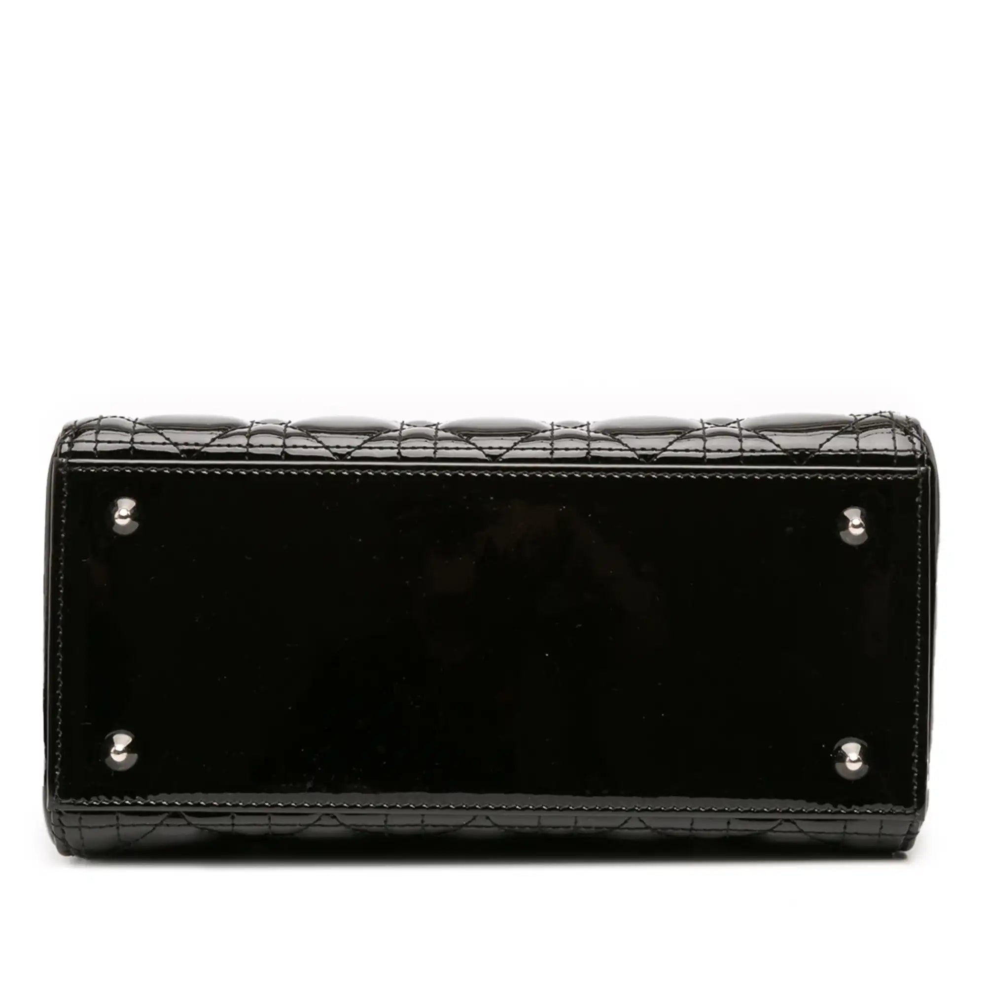 Dior Lady Dior Medium Black Patent Leather Silver