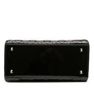 Dior Lady Dior Medium Black Patent Leather Silver