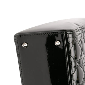 Dior Lady Dior Medium Black Patent Leather Silver