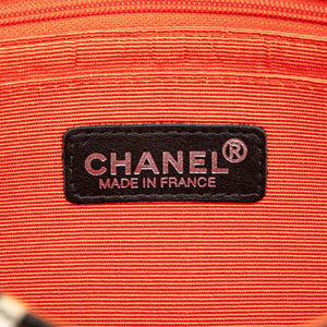 Chanel Classic Single Flap Medium Black Printed Canvas Silver