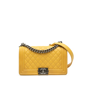 Chanel Boy Medium Yellow Calfskin Ruthenium